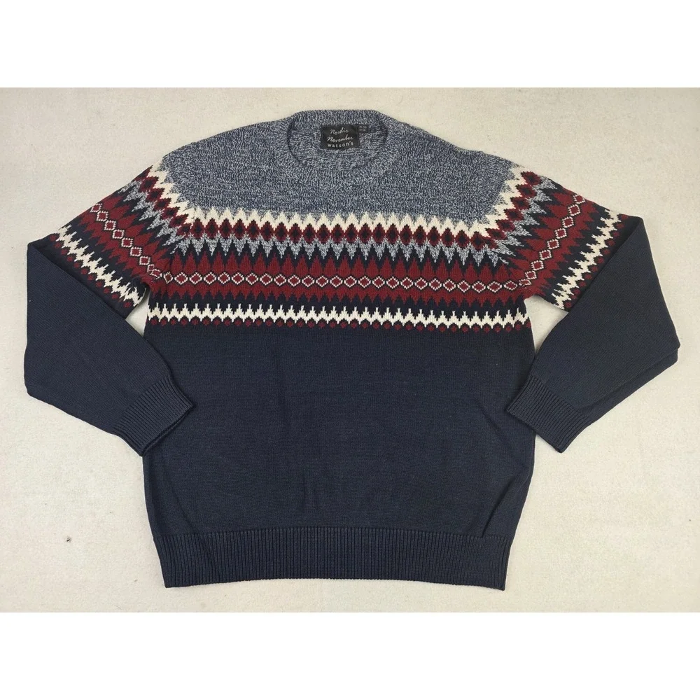 Nordic November Watson's Fair Isle Knit Pattern Crewneck Sweatshirt Mens XL